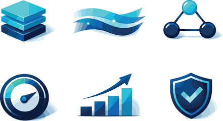 Abstract System Structure. Minimal architecture layout representing an abstract system structure, six symbolic objects arranged in