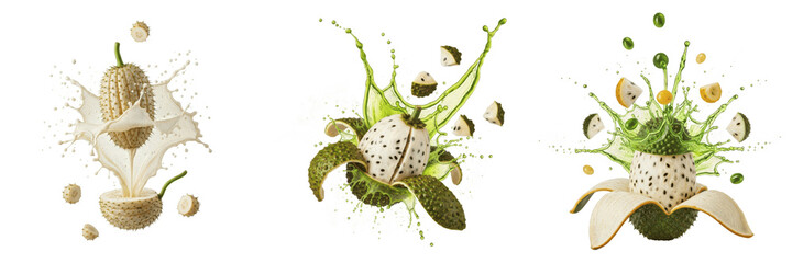 Monstera deliciosa fruit Monstera deliciosa, monstera deliciosa with juice splash, swiss cheese plant fruit tropical segmented fruit oil paint