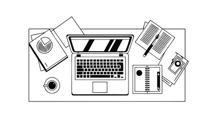 Modern workspace with laptop and office supplies on a clean desk