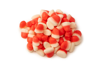 Assorted colorful gummy candies isolated on a white background. Jelly  sweets.