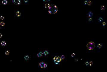 Soap bubbles isolated on a black background
