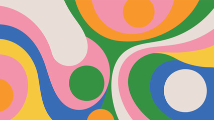 Vibrant abstract background featuring massive sweeping colorful curves and shapes in green blue pink orange and white hues for creative design
