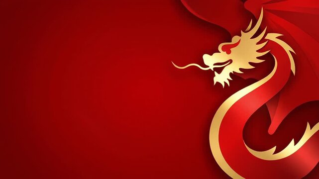 Golden Chinese Dragon Red New Year Traditional Lunar 3D Illustration
