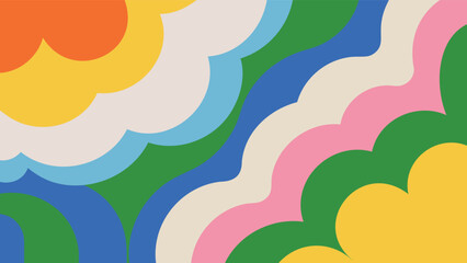 Vibrant abstract background with colorful organic cloud like shapes and wavy lines in modern design
