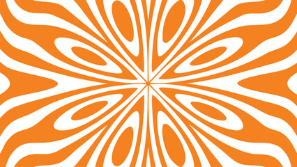 Vibrant orange and white abstract background with dynamic sweeping curves and shapes
