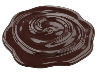 Glassy dark chocolate melted glaze isolated on transparent background glossy finish for premium ads