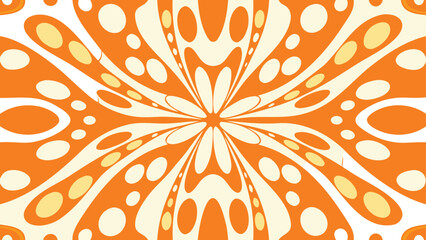 Vibrant orange and white abstract pattern resembling lava lamp effect with radial shapes