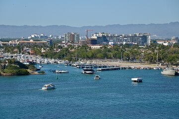 a busy harbor in Mazatlan