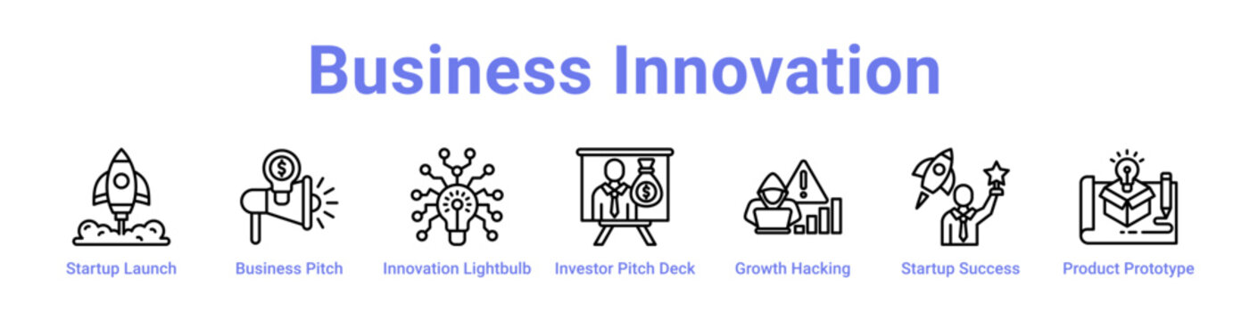Business Innovation Icon Banner and Collection