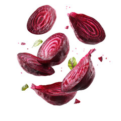 Beetroot Slices: A captivating composition showcases vibrant beetroot slices, artfully arranged to highlight their rich color and intricate patterns.