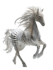 Artistic White Horse Sculpture: This image showcases an elegant, artistic sculpture of a white horse in a dynamic pose, exuding both strength and grace. The intricate details of the sculpture.