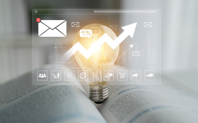 A dashboard for tracking email marketing analytics. The growth chart visualizes the campaign's performance, open rates, and success in reaching business targets. Fermion