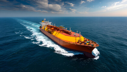 Fototapeta premium Gas tanker floating in the ocean