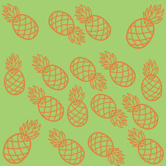 Seamless pattern of pineapple, Hand drawing Doodle pineapple. pineapple doodle pattern background, pineapple Seamless Pattern for coloring kids books