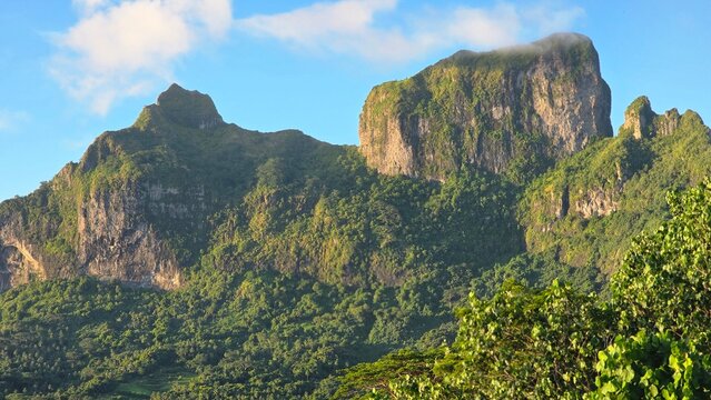 mountain landscape with blue sky (Bora-Bora)