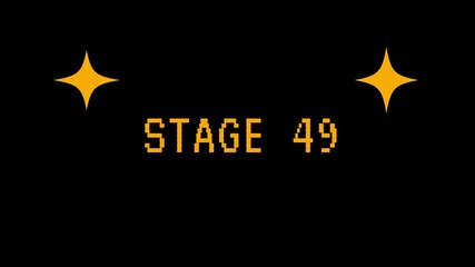Retro pixel art Stage 49 with twinkling stars, perfect for video game intros. 4K video animation for video game. - Powered by Adobe