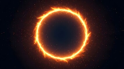 Vibrant orange ring of fire in space with a dark background and stars