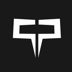 Obraz premium Abstract White Geometric Symbol Logo Design on Black Background