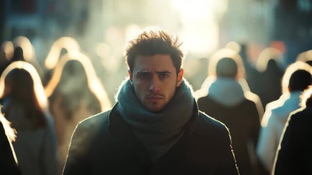 Man Experiencing Stress and Anxiety in City Life