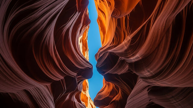 A stunning view of a narrow canyon with vibrant rock formations - Powered by Adobe