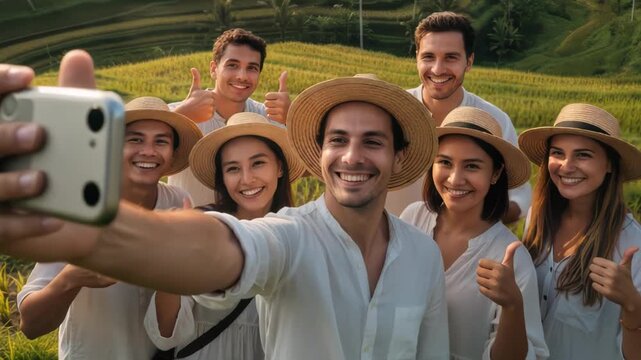 Group of friends taking a selfie together 33