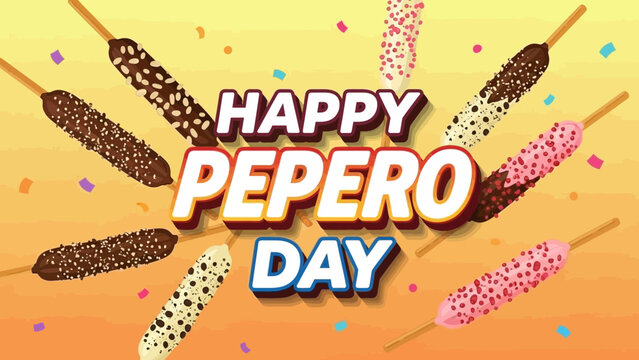 Celebration of Pepero Day with Festive Chocolate-Covered Sticks Arrangement on Yellow Background