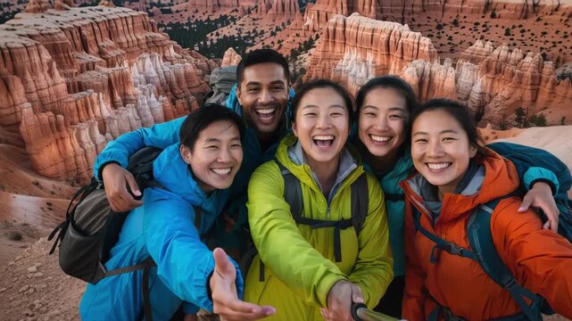 Group of friends taking a selfie together 71