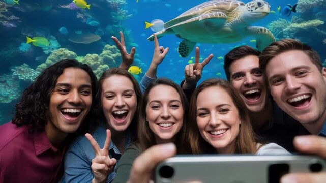 Group of friends taking a selfie together 54