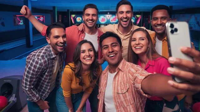 Group of friends taking a selfie together 47