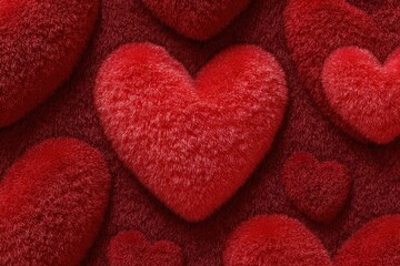 Obraz premium Red hearts on a textured background in a simple design for decoration or celebration