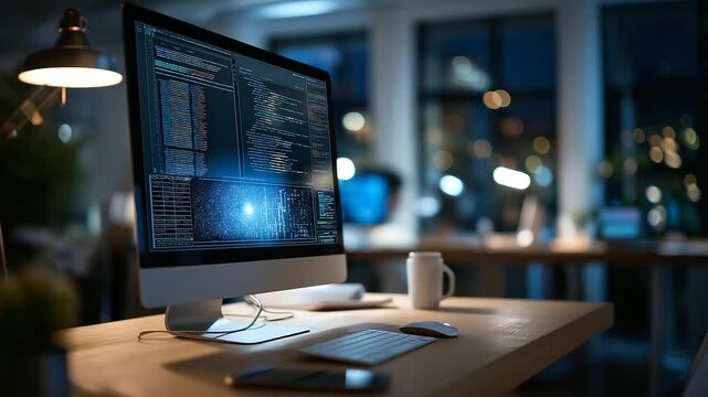 AI powered web development interface with programming visualization software developer coding dashboard machine learning platform AI assisted technology next generation