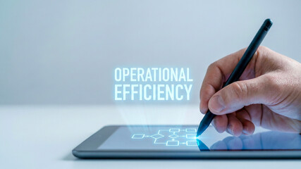 Business high level planning concept for operational efficiency digital workflow on tablet screen
