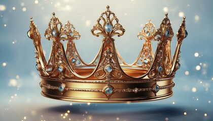 a regal and elegant golden crown hangs in mid air against a pure and crystal clear background exuding a sense of supremacy and majesty generative ai