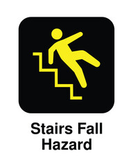 High-Contrast Stairs Fall Hazard Sign - Black and Yellow Vector Caution Symbol for Step Safety