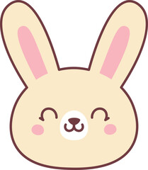 Fototapeta premium Bunny Head Smiling Kawaii