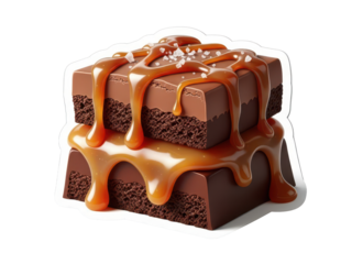 Layered chocolate caramel melt isolated realistic cutout high detail mouthwatering temptation for poster