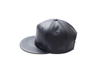 Classic black leather baseball cap with smooth finish and adjustable strap for casual wear