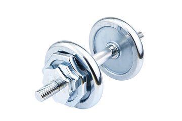 Stainless steel heavy duty screw eye bolt with threaded shank and circular loop end isolated