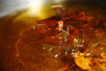Fry shiitake mushroom in hot oil until golden brown