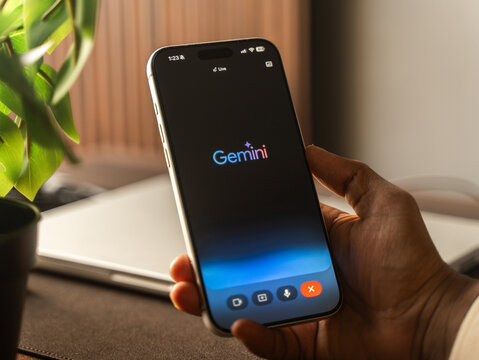 Google Gemini logo is displayed on the screen of a smartphone, in Bangalore, India, on January 14, 2026