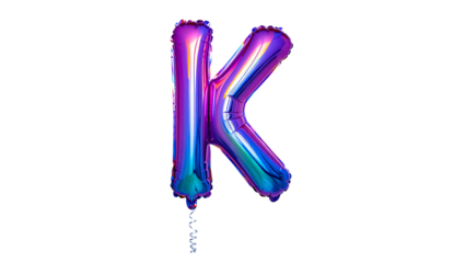 Colorful metallic foil letter X balloon floating isolated on transparent background for celebrations