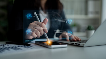 AI chatbot interface facilitates communication, chatbot, and AI interaction for automated user support and information exchange Latch