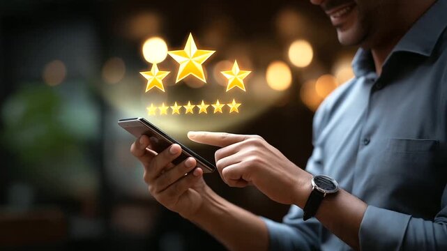 Customer satisfaction interface with emoji ratings and star reviews service feedback collection system user experience evaluation online reputation scoring client testimonial