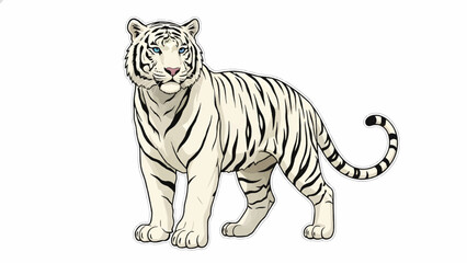 Obraz premium White Bengal Tiger Wildlife Vector Illustration
