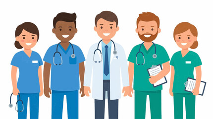 Obraz premium Medical Staff Cartoon Doctors and Nurses Vector Illustration