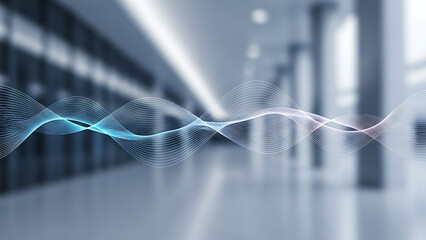 Digital Sound Wave Data Visualization in a Modern Tech Space