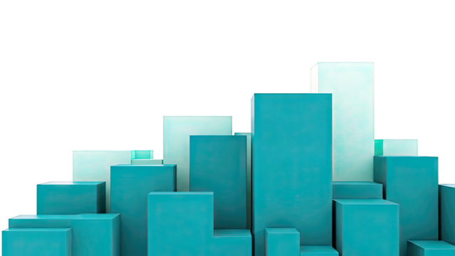 Teal and Green Geometric Blocks in Gradient - Powered by Adobe