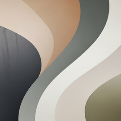 Flowing Abstract Curves in Soft Neutral and Earthy Tones