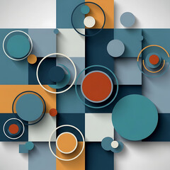Modern Abstract Geometric Background with Layered Squares and Circles