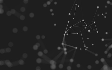 Abstract background. Molecules technology with polygonal shapes, connecting dots and lines. Connection structure. Big data visualization.
